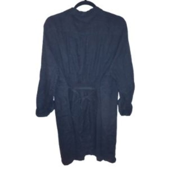 Linen Navy Blue Maternity Button Down Top - Picture 5 of 5